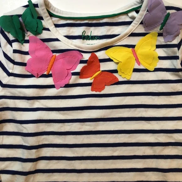 🍎 SOLD 🎃 NWOT Mini Boden Butterflies Tee Shirt 4-5Y - Picture 3 of 5